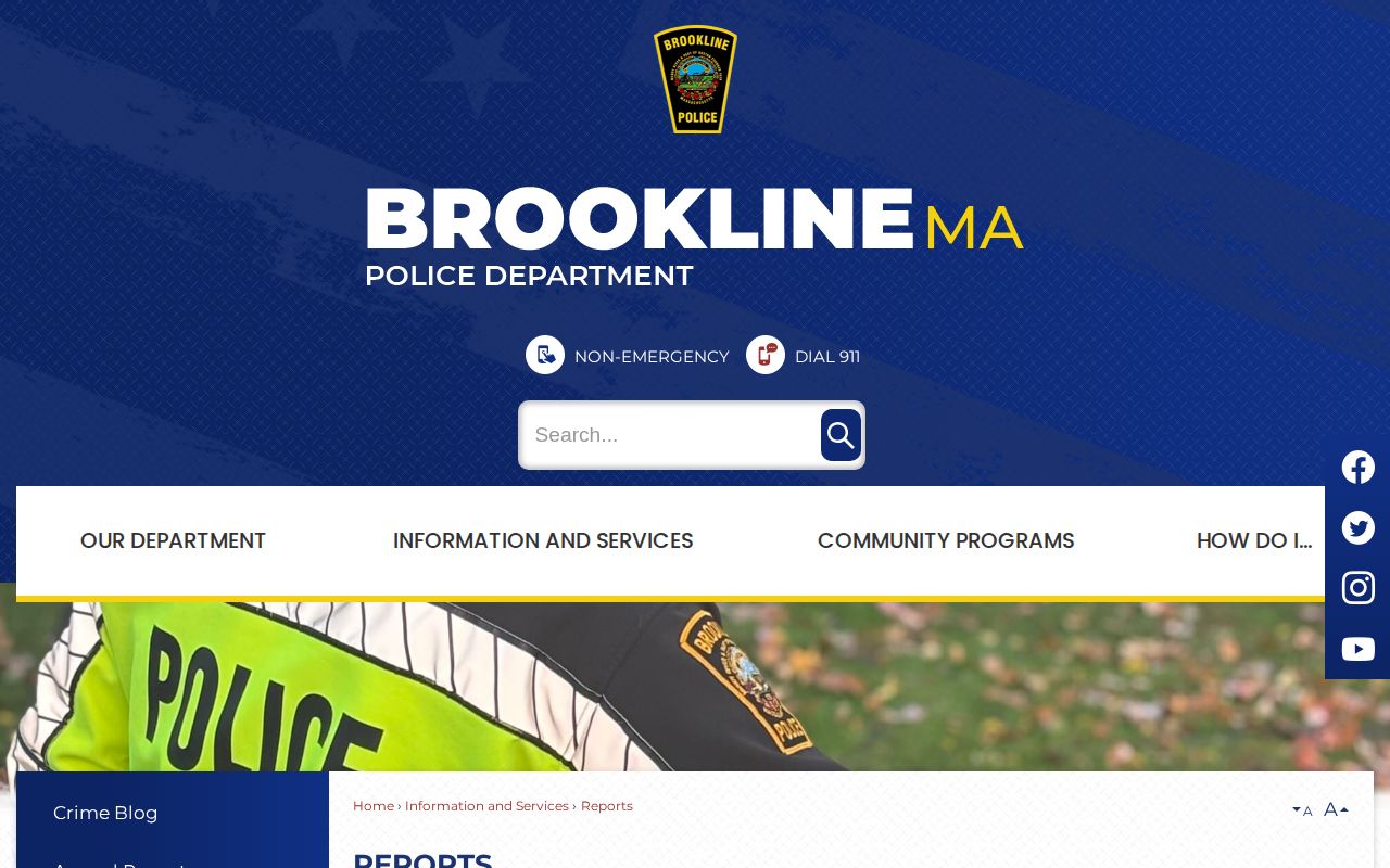 Brookline Police arrest and incident reports interface