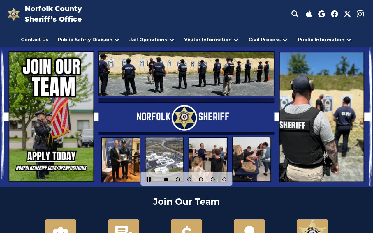 Norfolk County Sheriff's Office booking record and roster navigation