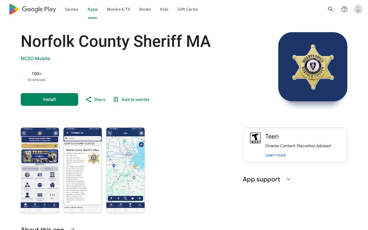 Norfolk County Sheriff app news and alerts interface, not a wanted-fugitives portal